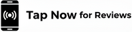 The Tap4Review logo is displayed on a solid white background. The logo features a dark blue hand icon with a teal circular ripple, followed by the text 'tap4review' where 'tap4' is in dark blue and 'review' is in teal.