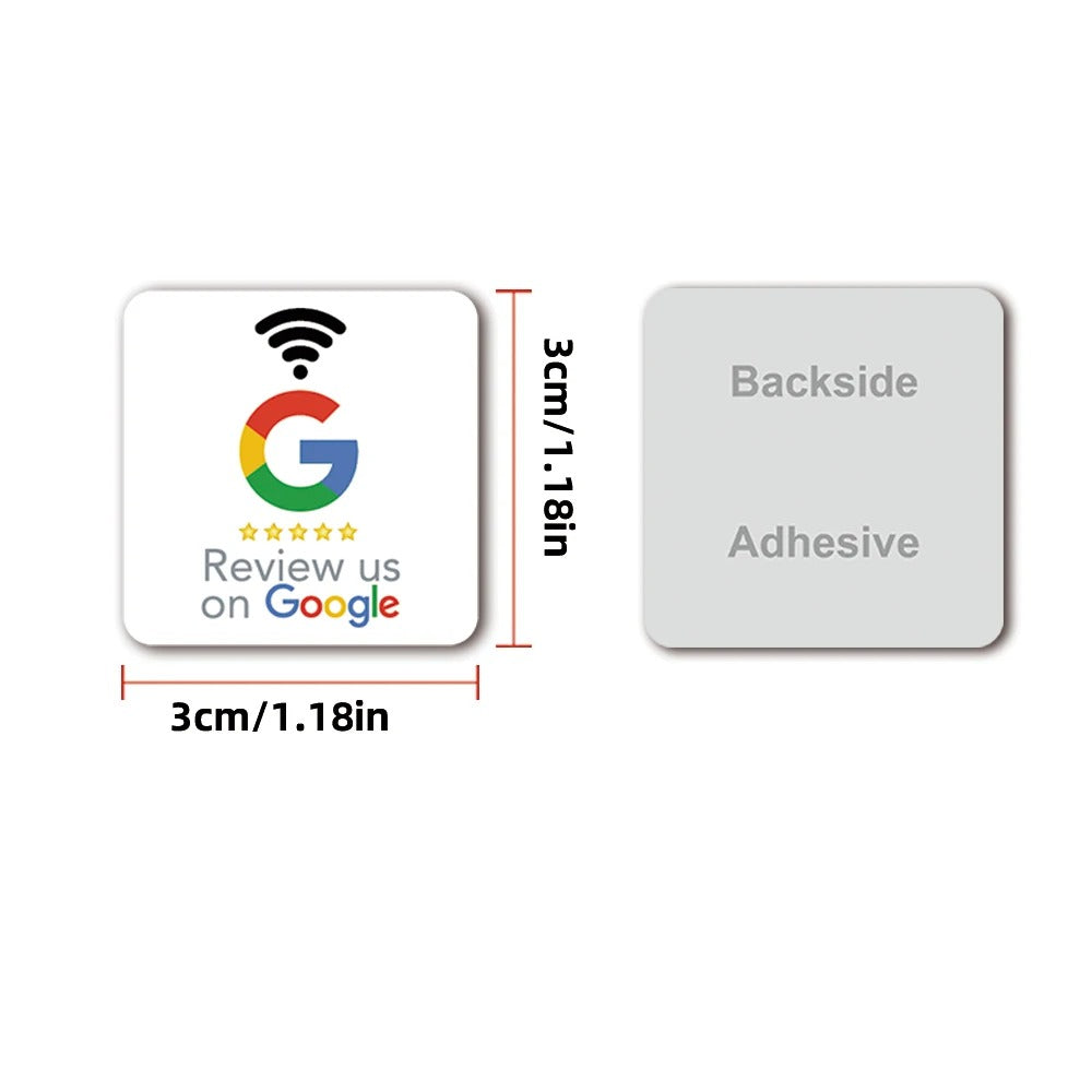 Sticker Google Review - Square - White/Black - 3cm
