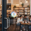 Google NFC tag with color bands and text on a white background